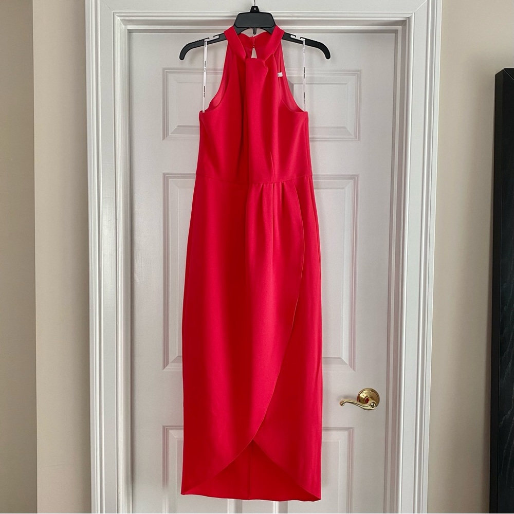 Julia Jordan Knot Neck Halter Dress Coral Size 6